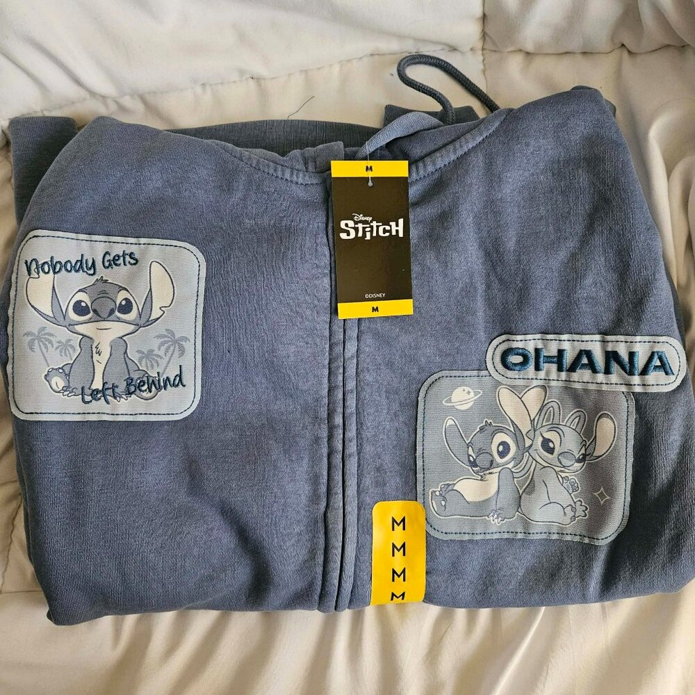 🆕 SIZE M DISNEY HOODIE Lilo & Stitch full zip w/ patches